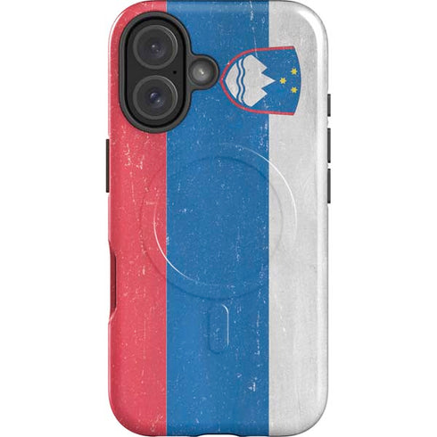 Slovenia Flag Distressed iPhone 16 Magsafe Impact Case