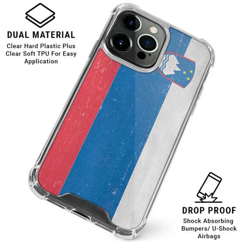 Slovenia Flag Distressed iPhone 16 Pro Clear Case