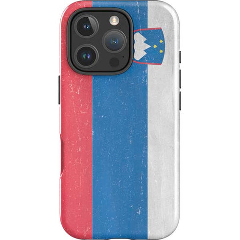 Slovenia Flag Distressed iPhone 16 Pro Impact Case