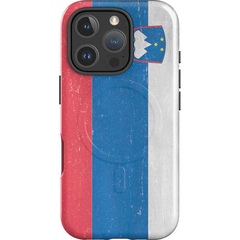 Slovenia Flag Distressed iPhone 16 Pro Max Magsafe Impact Case