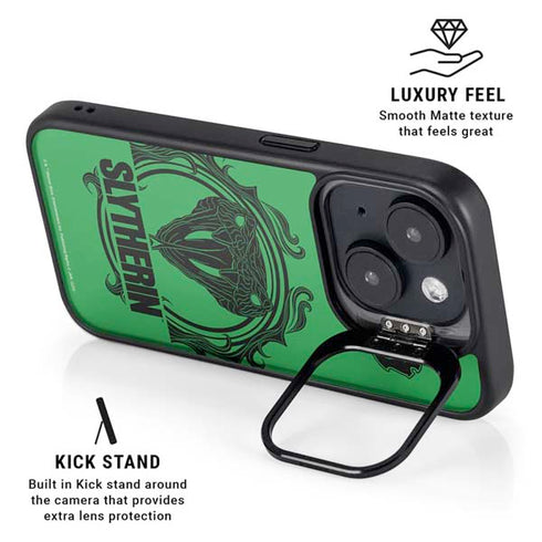 Wizarding Worlds Harry Potter Slytherin Illustration iPhone 15 Kickstand Case