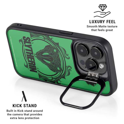 Wizarding Worlds Harry Potter Slytherin Illustration iPhone 15 Pro Max Kickstand Case