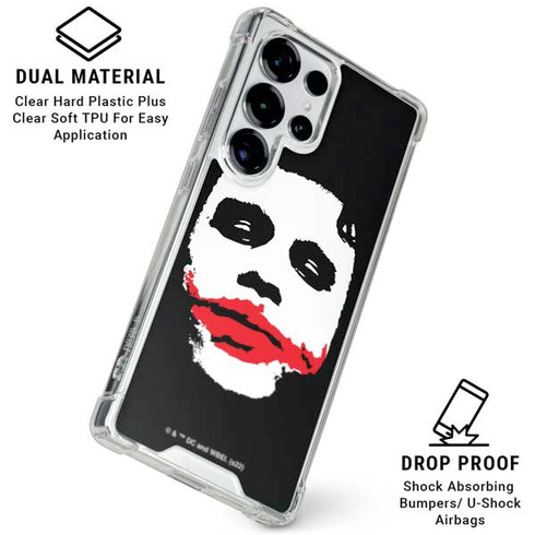 The Dark Knight Smeared Joker Galaxy S25 Ultra Clear Case