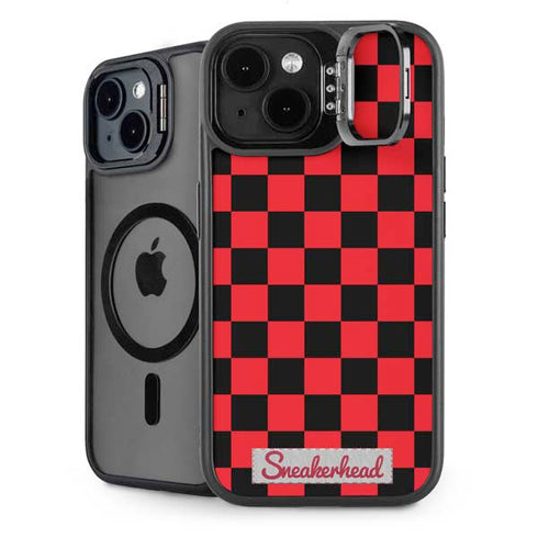 Sneakerhead Red Checkered iPhone 15 Plus Kickstand Case