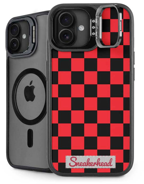 Sneakerhead Red Checkered iPhone 16 Plus Kickstand Case