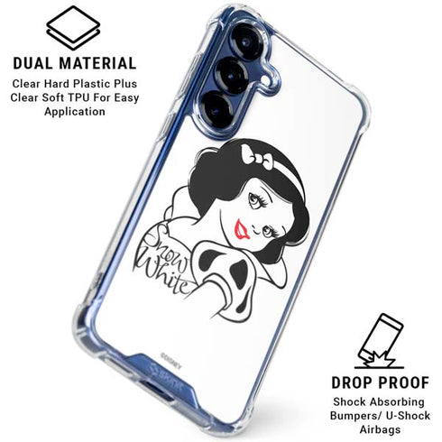 Disney Snow White Black and White Art Galaxy S25 Plus Clear Case