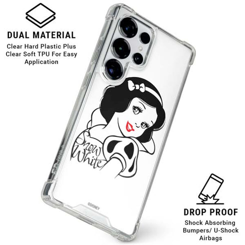 Disney Snow White Black and White Art Galaxy S25 Ultra Clear Case