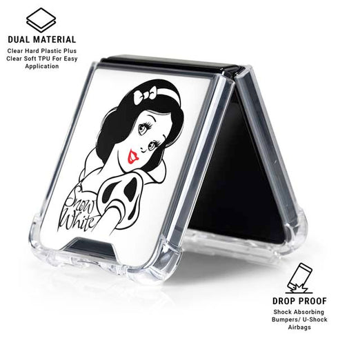 Disney Snow White Black and White Art Galaxy Z Flip6 Clear Case