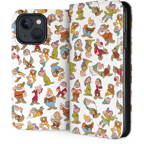 Disney Snow White Dwarfs Pattern iPhone 14 Plus Folio Case