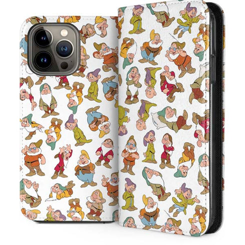 Disney Snow White Dwarfs Pattern iPhone 14 Pro Max Folio Case