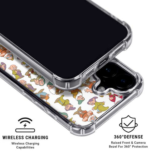 Disney Snow White Dwarfs Pattern iPhone 16 Clear Case