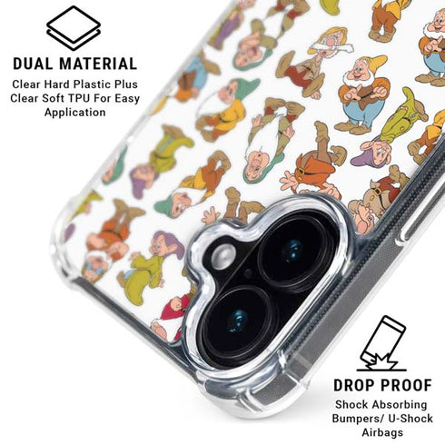 Disney Snow White Dwarfs Pattern iPhone 16 Clear Case