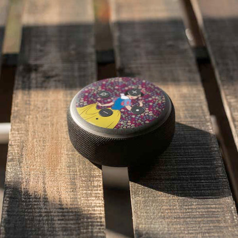 Disney Snow White Character with Floral Pattern Amazon Echo Dot Skin