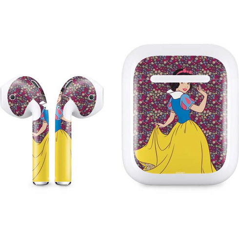 Disney Snow White Character with Floral Pattern Apple AirPods Skin