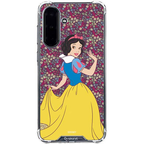 Disney Snow White Character with Floral Pattern Galaxy A36 5G Clear Case