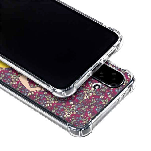Disney Snow White Character with Floral Pattern Galaxy A36 5G Clear Case
