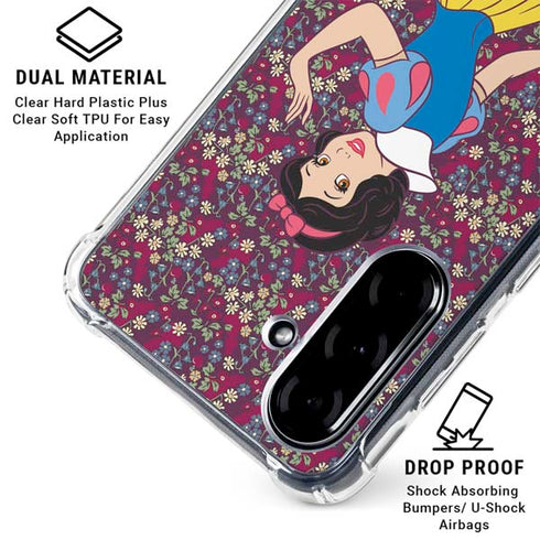 Disney Snow White Character with Floral Pattern Galaxy A36 5G Clear Case
