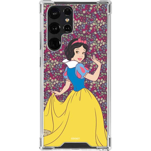 Disney Snow White Character with Floral Pattern Galaxy S23 Ultra Clear Case