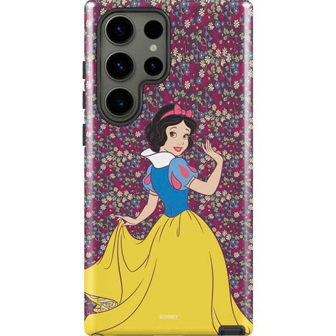 Disney Snow White Character with Floral Pattern Galaxy S23 Ultra Pro Case