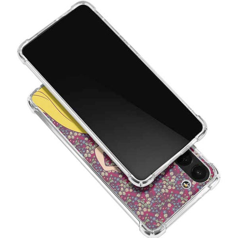 Disney Snow White Character with Floral Pattern Galaxy S24 FE Clear Case