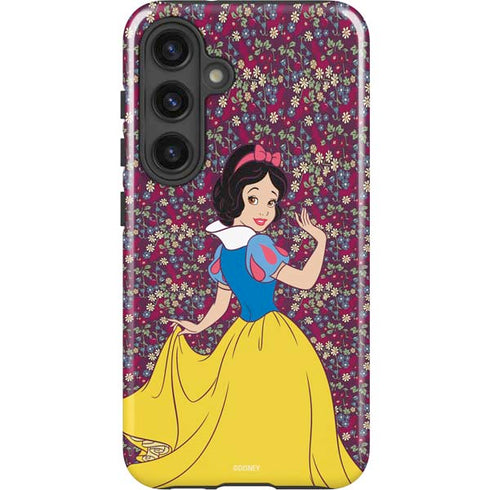 Disney Snow White Character with Floral Pattern Galaxy S25 Impact Case