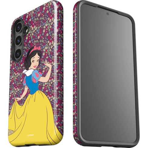 Disney Snow White Character with Floral Pattern Galaxy S25 Impact Case