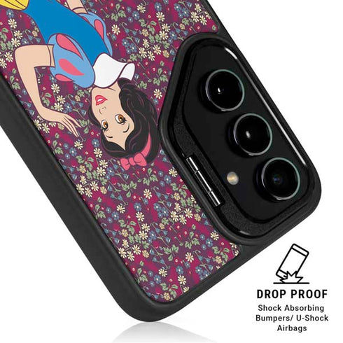 Disney Snow White Character with Floral Pattern Galaxy S24 Plus Kickstand Case