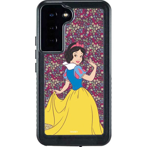 Disney Snow White Character with Floral Pattern Galaxy S24 Plus Waterproof Case