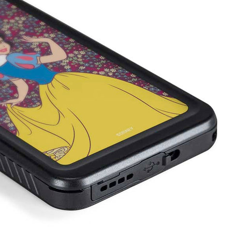 Disney Snow White Character with Floral Pattern Galaxy S24 Plus Waterproof Case