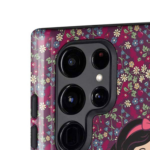 Disney Snow White Character with Floral Pattern Galaxy S25 Ultra Impact Case