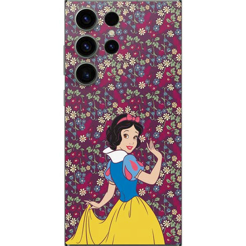 Disney Snow White Character with Floral Pattern Galaxy S25 Ultra Skin
