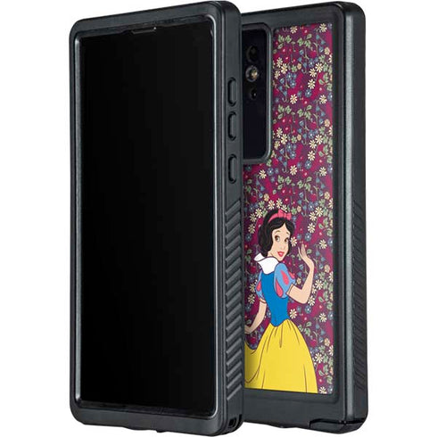 Disney Snow White Character with Floral Pattern Galaxy S24 Ultra Waterproof Case