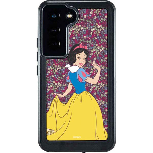 Disney Snow White Character with Floral Pattern Galaxy S24 Waterproof Case