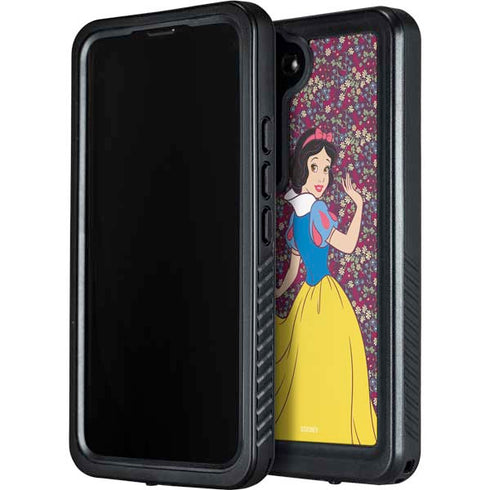 Disney Snow White Character with Floral Pattern Galaxy S24 Waterproof Case