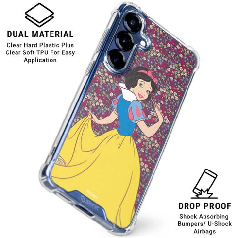 Disney Snow White Character with Floral Pattern Galaxy S25 Clear Case