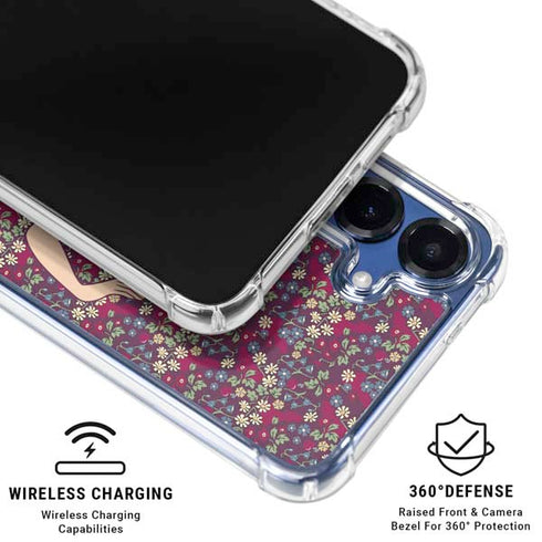 Disney Snow White Character with Floral Pattern Galaxy S25 Plus Clear Case
