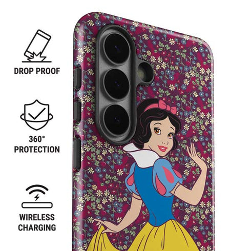 Disney Snow White Character with Floral Pattern Galaxy S26 Impact Case