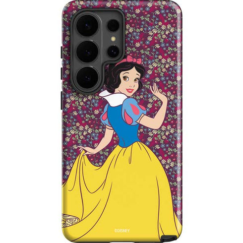 Disney Snow White Character with Floral Pattern Galaxy S26 Ultra Impact Case