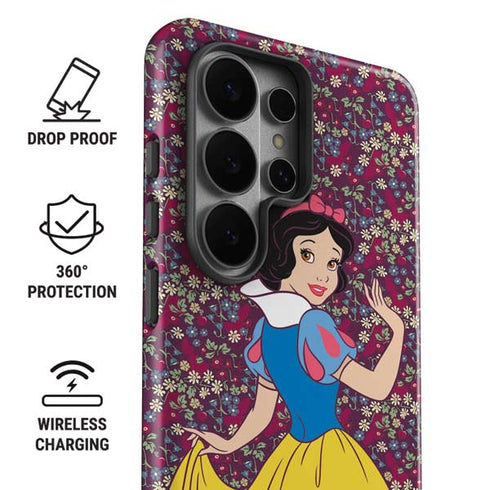 Disney Snow White Character with Floral Pattern Galaxy S26 Ultra Impact Case