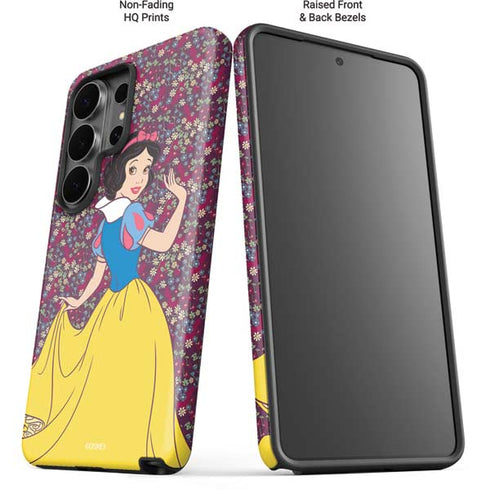 Disney Snow White Character with Floral Pattern Galaxy S26 Ultra Impact Case