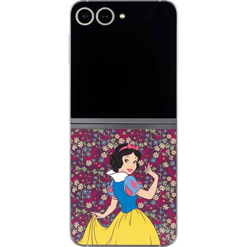 Disney Snow White Character with Floral Pattern Galaxy Z Flip6 Skin