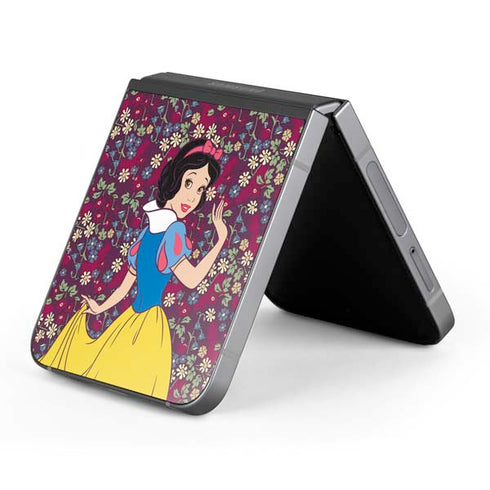 Disney Snow White Character with Floral Pattern Galaxy Z Flip6 Skin
