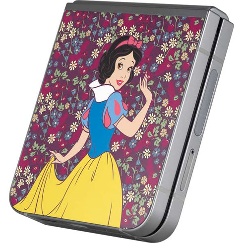 Disney Snow White Character with Floral Pattern Galaxy Z Flip6 Skin