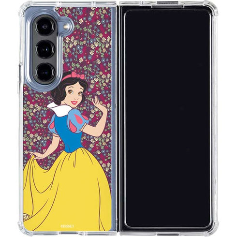 Disney Snow White Character with Floral Pattern Galaxy Z Fold5 5G Clear Case