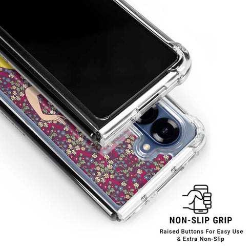Disney Snow White Character with Floral Pattern Galaxy Z Fold6 Clear Case