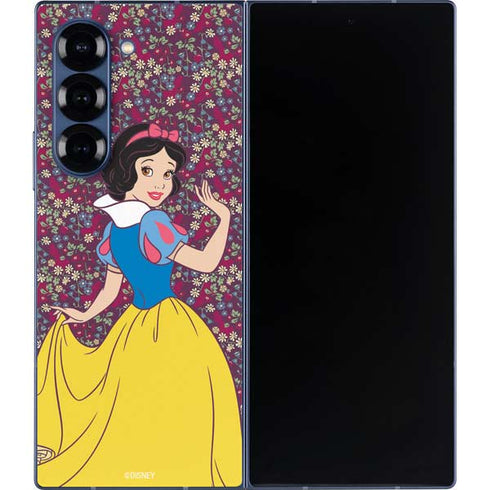 Disney Snow White Character with Floral Pattern Galaxy Z Fold6 Skin