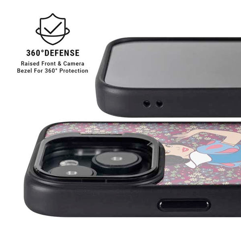 Disney Snow White Character with Floral Pattern iPhone 14 Plus Kickstand Case