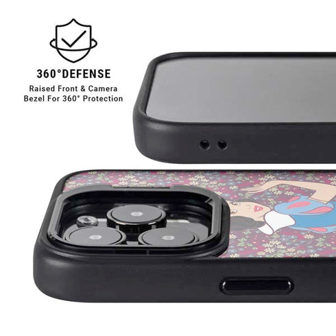 Disney Snow White Character with Floral Pattern iPhone 14 Pro Kickstand Case