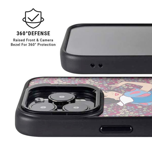 Disney Snow White Character with Floral Pattern iPhone 14 Pro Max Kickstand Case