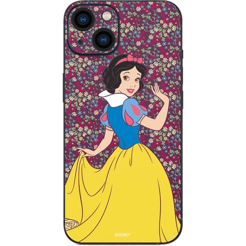 Disney Snow White Character with Floral Pattern iPhone Skins
